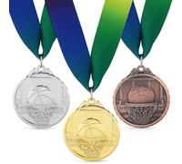 GLEAVI Lot de 3 Médailles de Récompense de Basketball en Métal 65 CM Ensemble Comprenant Or Argenté et Bronze Médailles en Relief pour Tournois et Compétitions Sportives de