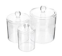 GLEAVI Lot de 3 Pots à -Tiges Transparent Organisateur Salle de Bain Accessoire de Toilette Couvercle pour Maquillage et Rangement Support Pratique pour Coton et Autres Articles