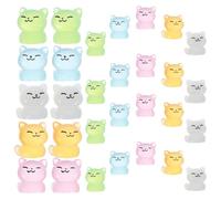 GLEAVI Lot de 30 Figurines Miniatures de Chat en Résine Phosphorescente, Décoration Maison de Poupée Multicolore, Statuettes Lumineuses pour Jardin et Collection, Mini Chats Décoratifs