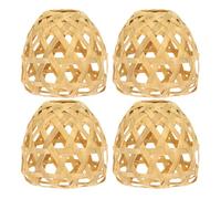 GLEAVI Lot de 4 Abat-Jours en Bambou Tressé Artisanal Mini Taille Ronde à Suspendre Décorative pour Lampe de Maison Protection Lumière Douce Style Rustique pour Salon et Bureau