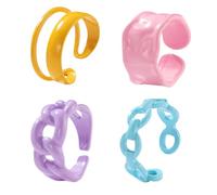 GLEAVI Lot de 4 Bagues Ouvertes Ajustables en Alliage Creux Couleur Gelée Peinture à L'Huile Bagues Femmes pour Usage Quotidien et Présents Anniversaire Noël