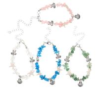 GLEAVI Lot de 4 Bracelets Extensibles à Perles avec Breloques Tortue Étoile de Mer et Coquillage en Pierre Irrégulière Couleur Transparente Verte Bleue et Rose Bijoux de Plage