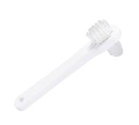 GLEAVI Lot de 4 Brosses à Dents Artificielles Double Face pour Prothèses Dentaires Poils en Nylon Fermes Poignée Antidérapante Blanc et Bleu Outil de Nettoyage Portable pour Dentier