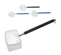 GLEAVI Lot de 4 Épuisettes Télescopiques en Acier Inoxydable - 2 Filets Carrés Noirs et Bleus 2 Filets Ronds Noirs et Bleus - Mailles Fines pour Crevettes et Alevins - Manche Extensible