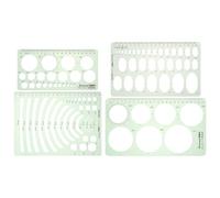 GLEAVI Lot de 4 Gabarits de Dessin Géométriques en Plastique Coloré, Règles de Mesure pour Dessin Technique et Matériel de Bureau Scolaire, Outils Précis pour Conception et Géométrie