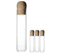 GLEAVI Lot de 4 infuseurs à thé en verre : tubes transparents avec couvercle en liège pour longues feuilles ; filtre diffuseur réutilisable de remplacement pour tasses, mugs, théières,