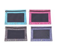 GLEAVI Lot de 4 Pochettes pour Classeur à Trois Anneaux B5, Grosse Capacité, Transparentes, en Tissu Oxford et Pvc Résistant, Couleurs Bleu Ciel, Bleu, Rose Fuchsia et Gris,