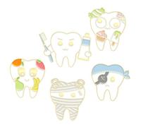 GLEAVI Lot de 5 Broches en Métal de Dent Épingle à Châle Décorative Accessoires Esthétiques pour Vêtements Paquet et Écharpes Alliage de Zinc Solide Design Cartoon Amusant