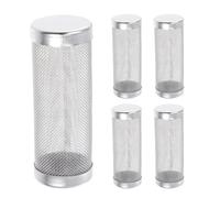 GLEAVI Lot de 5 Grilles de Protection en Acier Inoxydable pour Filtre d'Aquarium Diamètre 16 MM Tamis Cylindrique Haute Densité Préfiltre pour Alevins et Crevettes Couvercle d'Entrée