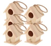 GLEAVI Lot de 5 Mini-Nids D’Oiseaux Suspendus en Bois Naturel Décoration de Jardin Nichoir Artificiel Réaliste Accessoire Suspendu pour Intérieur et Extérieur Couleur Aléatoire
