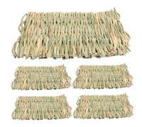 GLEAVI Lot de 5 Tapis de Paille Tissés pour Petits Animaux Lit Respirant et Coussin de Couchage en Gazon Naturel Taille Petite pour Lapins Hamsters et Cochons D’Inde Usage Quatre
