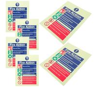 GLEAVI Lot De 6 Autocollants Phosphorescents Amovibles Pour Signalisation D'Incendie Panneau De Sécurité Incendie Instructions D'Incendie Panneau D'Incendie De Bâtiment