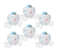 GLEAVI Lot de 6 Boîtes à Bonbons Mariage en Fer Forgé Bleu Coffrets Dragées de Carrosse Cœur Contenants Réutilisables pour Présents Invités et Décorations Romantiques