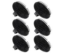 GLEAVI Lot de 6 brosses de massage pour shampoing et cuir chevelu, brosse nettoyante noire, douce et ergonomique, efficace contre pellicules et sébum, adaptée à types de cheveux