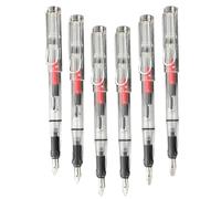 GLEAVI Lot de 6 Stylos-plume à Bec de Canard Transparents, 6 Pointes Différentes, Stylo-plume pour Calligraphie Multilingue, Recharge par Cartouche et Absorption D'encre, Portable