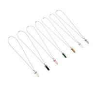 GLEAVI Lot de 7 Pendentifs Collier en Pierre Naturelle Hexagonale Chaînes Délicates de Clavicule Accessoires Mode Multicolores pour Femmes