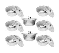 GLEAVI Lot de 8 Casseroles Jetables en Aluminium avec Couvercles, 2000 ML, Rondes, Compatibles Four, Camping et Barbecue, Réchauffage Rapide, Usage Unique, Multi-usages, Barquettes