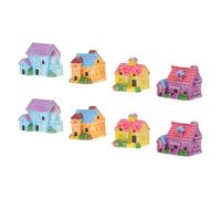 GLEAVI Lot de 8 Maisons Miniatures en Résine Résistantes aux Intempéries, Décor Créatif et Réaliste pour Jardin et Accessoires de Micro-Paysage Extérieur