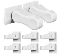 GLEAVI Lot de 8 Verrous de Porte pour Poignée en Abs Adhésif, Protection Sécurité Bébé, Butoir Amovible pour Poignées de Porte et Leviers