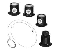 GLEAVI Loupe D’Horloger Pliable 5 Pièces avec Grossissements 5X 10X 15X 20X Loupe de Bijoutier Portable avec Fil D’Acier Kit Professionnel pour Réparation de Montres et Inspection de