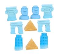 GLEAVI Maquettes de Bâtiments Célèbres en Résine pour Décor de Micro-Paysage, Ensemble de 10 Pièces Pyramide, Tour Penchée de Pise, Colonne Romaine, pour Maisons de Poupée