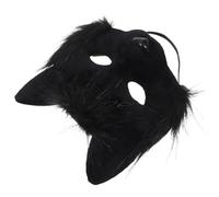 GLEAVI Masque de Renard en Peluche Demi-Visage Unisexe Noir Taille Unique Accessoire Cosplay pour Fête Bal Masqué et Halloween Masque Animal Doux et Léger pour Homme et Femme