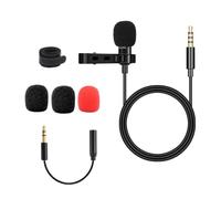 GLEAVI Microphone Cravate Omnidirectionnel Filaire Prise Jack 35 MM Micro-Cravate à Pince Noir Câble 15 M Accessoires Inclus Compatible Smartphone Ordinateur et Enregistrement