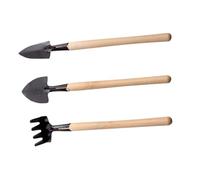GLEAVI Mini Outils de Jardinage 3 Pièces Manche en Bois Pelle, Râteau et Bêche Multifonctions pour Plantation de Plantes en Pot, Kit Jardinage Compact pour Usage Familial et Activités