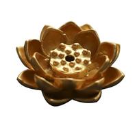 GLEAVI Mini Porte-Parfum Lotus en Alliage Doré Brûleur de Parfum Compact pour Cônes et Bâtons Décor Zen pour Maison Chambre Yoga et Contemplation Brûleur d'Aromathérapie Pratique