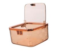 GLEAVI Mini Trash Can With Lid For Desktop Transparent Grid Pattern Push Top Waste Bin Space Saving Plastic Garbage Can For Office Dormitory Vanity Table And Home Organization