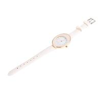 GLEAVI Montre à Quartz pour Femme Blanche, Bracelet en Cuir Microfibre