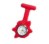GLEAVI Montre de Poche Suspendue en Silicone Rouge Forme Tournesol, Montre Délicate pour Infirmière et Aide-Soignante en Milieu Hospitalier