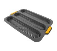GLEAVI Moule à Baguette Perforés à Trois Compartiments en Silicone | Démoulage Rapide, Surface Antiadhésive, pour Pâte de Baguette et Petits Pains, Usage Maison
