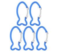GLEAVI Mousquetons Clip Rapide Polyvalent Lot de 5 Forme Poisson en Alliage D'aluminium Design Unique et Sécurisé pour Randonnée et Usage Quotidien