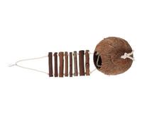 GLEAVI Nid Décoratif pour Reptiles en Coque de Noix Résistante, Abri Cachette avec Échelle en Bois Naturel, Suspendu pour Bernard-l’hermite et Habitat Petits Animaux, Décor Terrarium