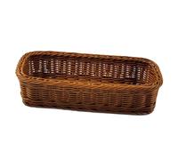 GLEAVI Panier de Rangement Imitation Rotin pour Couverts Corbeille de Cuisine Ventilée Boîte Pratique pour Cuillères et Baguettes Design Séparé et Marron