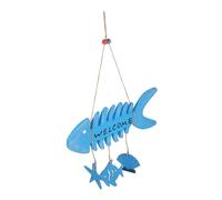 GLEAVI Panneau De Bienvenue en Bois Ossature De Poisson Méditerranéen Bleu, Décoration Murale Suspendue, Style Naturel, pour Maison Et Entrée, Accessoire Décoratif Polyvalent