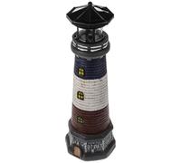 GLEAVI Phare Solaire Décoratif pour Jardin en Résine Noire Lampe Étanche à Énergie Solaire Statue Lumineuse pour Pelouse et Terrasse Ornement Extérieur Solide et Écologique