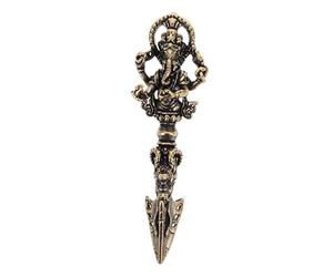 GLEAVI Pilon Vajra Bouddhiste en Laiton Texture Antique Unique, Amulette Protectrice pour Scène de Bouddhisme Tibétain, Ornement Religieux pour Éloigner Le Mal