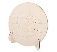 GLEAVI Plaque Commémorative Naissance en Bois Ronde avec Support, Porte-bracelet Hôpital Bébé, Décoration Chambre -né, Souvenir Bébé Fille Garçon, Ensemble 2 Pièces