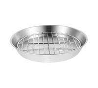 GLEAVI Plaque de Cuisson en Acier Inoxydable 24 Cm Grosse Taille, Ensemble Multifonction avec Grille à Rôtir, Résistant à Haute Température, pour Barbecue et Cuisson en Plein Air
