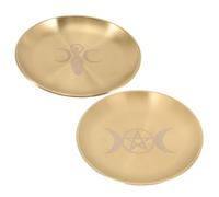 GLEAVI Plateau pour Bougie D'autel en Métal Ensemble De 2 Pièces Pentacle Décoratif pour Rituels Religieux Rangement Et Finition Délicate