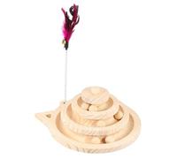 GLEAVI Platine Vinyle en Bois pour Chat à 3 Couches avec Boule de Piste Interactive et Griffoir, Stimulant pour Chat en Intérieur
