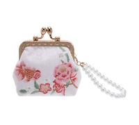 GLEAVI Pochette Brodée avec Fermoir Trousse à Maquillage Fleurie pour Femmes Mini Porte-Monnaie Tissu avec Fermeture