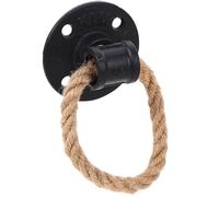 GLEAVI Poignée de Porte Vintage en Corde de Jute Noire Bouton de Tiroir Rustique pour Armoire et Meuble Anneau Décoratif Résistant Accessoire Mural Polyvalent pour Intérieur Rétro