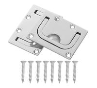 GLEAVI Poignée Encastrée de Levage pour Trappe de Bateau en Acier Inoxydable 316 Lot de 2 Set de Pièces 76X57 MM avec 8 Vis de Fixation Verrou Marin Sécurisé Accessoire Nautique pour