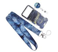 GLEAVI Porte-badge à Motif Nuit Étoilée Cordon Résistant, Étui Porte-cartes Multifonction pour Cartes D’identité, Cartes de Bus, Protection Solide, Léger et Portable, 1 Pièce