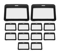 GLEAVI Porte-badge d'identité horizontal plastique noir double fenêtre avec rabat, 12 pièces, conçu pour usage fréquent en milieu professionnel et entretien pratique
