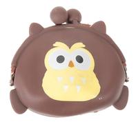 GLEAVI Porte-Monnaie en Silicone Motif Chouette Petite Pochette à Monnaie Mignonne et Compacte Fermeture à Pression Couleur Café pour Femmes et Filles en Voyage ou Shopping