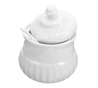 GLEAVI Pot à Sucre Céramique Blanc avec Cuillère Récipient Hermétique pour Condiment de Cuisine Bol à Bonbons et Sucre et pour Usage Domestique